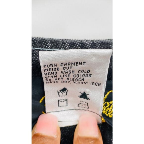 Bob Mackie Wearable Art Vintage Embroidered Black Denim Jacket Small Maximalist - Picture 9 of 11